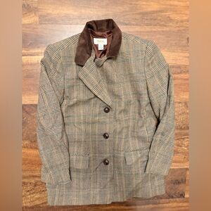 Talbot’s Petite Vintage Wool Brown Plaid Blazer